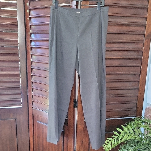 Eileen Fisher Charcoal Linen Blend Pants Lightweight Casual Straight Leg Sz 12 - Picture 1 of 8